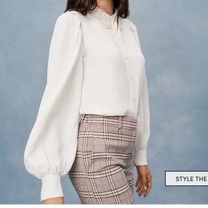 Lace Collar Blouson Sleeve Shirt